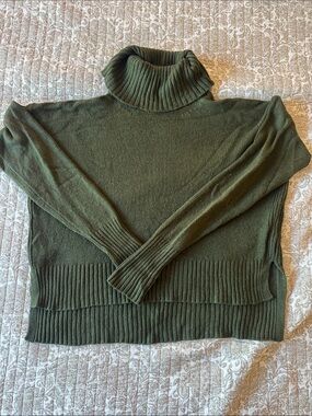 Anthropologie Olive Green Ribbed Turtleneck Sweater